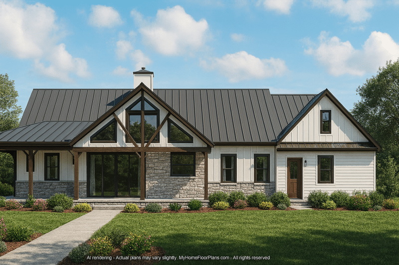 Spacious 2-Bedroom House Plan with Vaulted Great Room & Open Layout