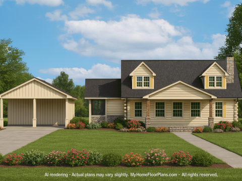 Spacious 2-Story Cabin House Plan with Rustic Charm & CAD Designs