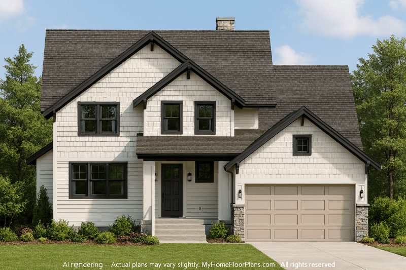 Spacious 2-Story Craftsman House Plan with 5 Bedrooms