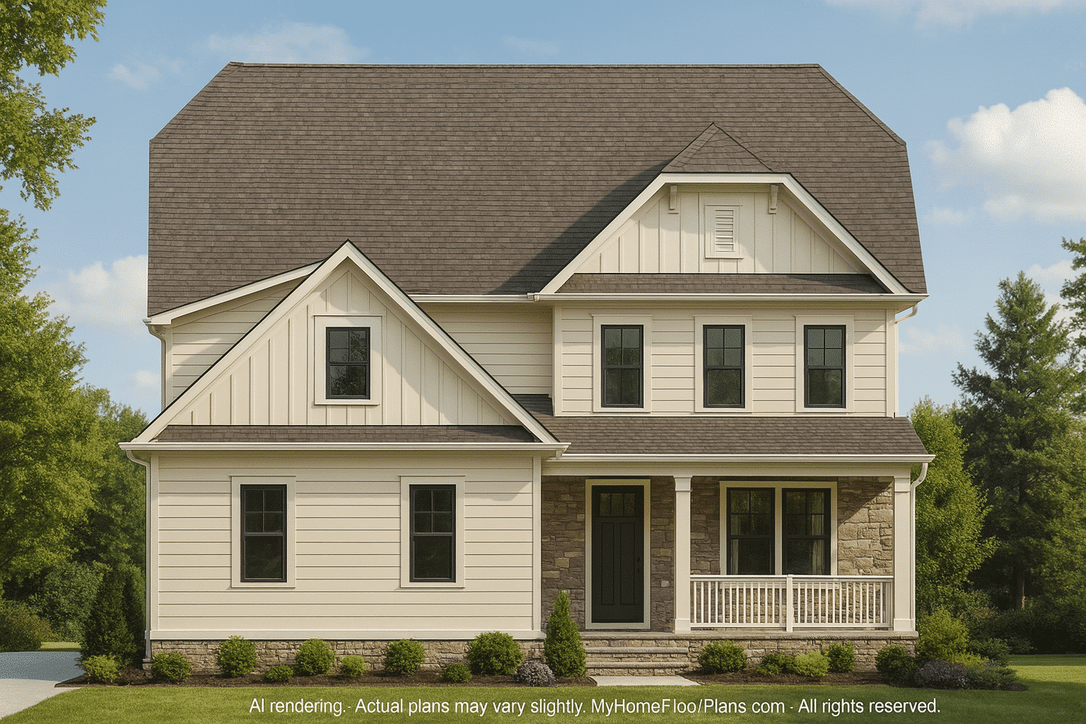 Spacious 2-Story Home Floor Plan with Craftsman Charm