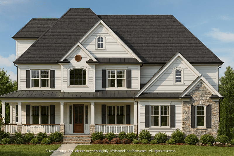 Spacious 2-Story House Plan with 4 Bedrooms and Colonial Design