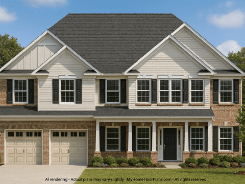 Spacious 2-Story House Plan with 5 Bedrooms and 3-Car Garage