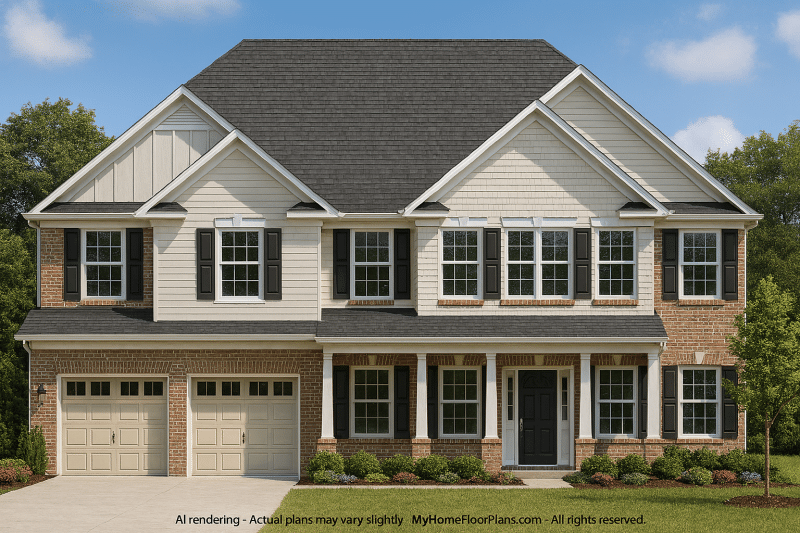 Spacious 2-Story House Plan with 5 Bedrooms and 3-Car Garage
