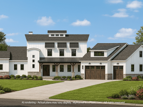 Spacious 2-Story House Plan with 5 Bedrooms and Elegant CAD Designs