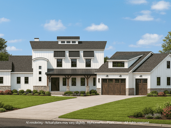 Spacious 2-Story House Plan with 5 Bedrooms and Elegant CAD Designs