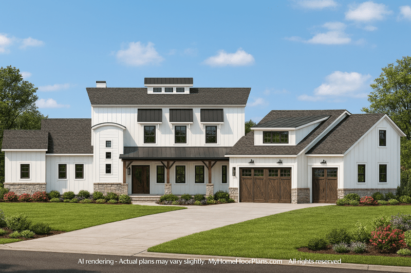 Spacious 2-Story House Plan with 5 Bedrooms and Elegant CAD Designs