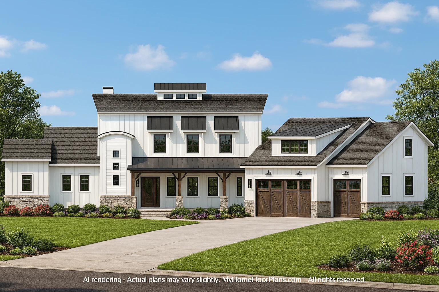 Spacious 2-Story House Plan with 5 Bedrooms and Elegant CAD Designs