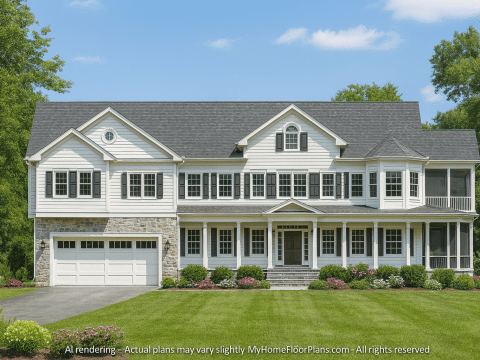 Spacious 2-Story House Plan with Colonial Revival & Farmhouse Appeal