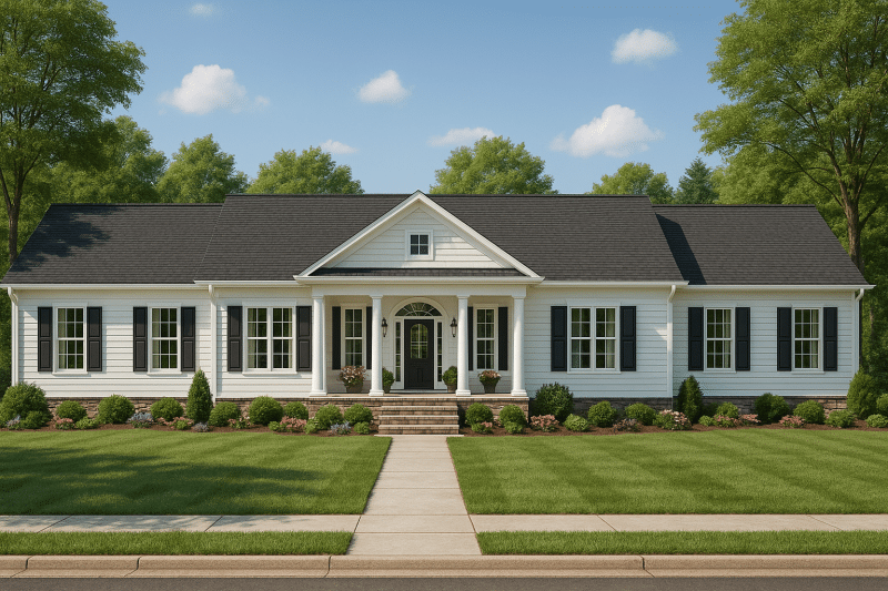 Spacious 2-Story Office Building Plan with Craftsman Architecture