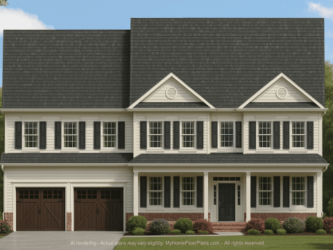 Spacious 3-Story House Plan with 4 Bedrooms and Timeless Curb Appeal