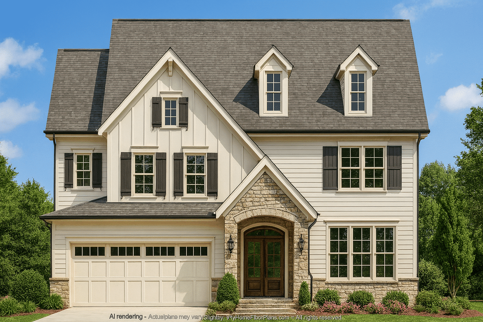 Spacious 5-Bedroom House Plan with 3-Car Garage and CAD Designs