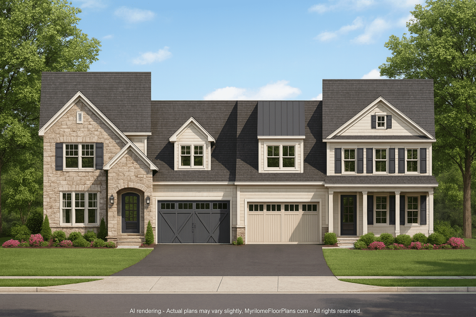 Spacious Craftsman Duplex House Plan with Vaulted Ceilings & CAD Designs