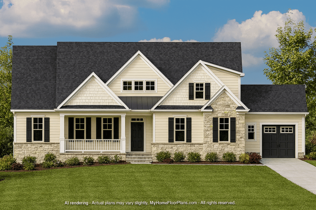 Spacious Craftsman Home Floor Plan with CAD Architecture