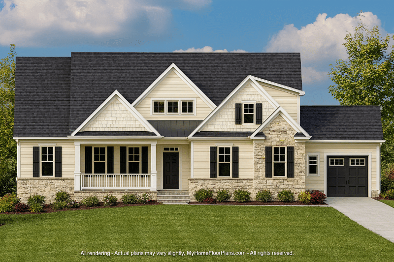 Spacious Craftsman Home Floor Plan with CAD Architecture