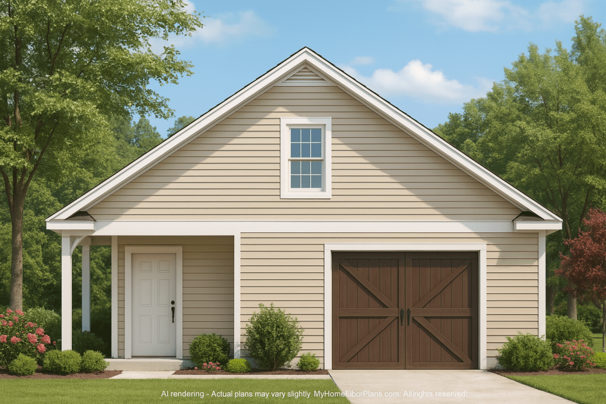 Spacious Garage Plan with Workshop - Architectural Design Blueprint