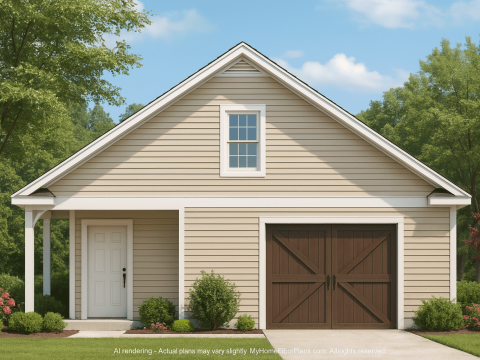 Spacious Garage Plan with Workshop - Architectural Design Blueprint