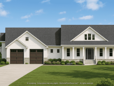 Spacious Home Plan with 2 Floors, 4 Beds & Craftsman Style
