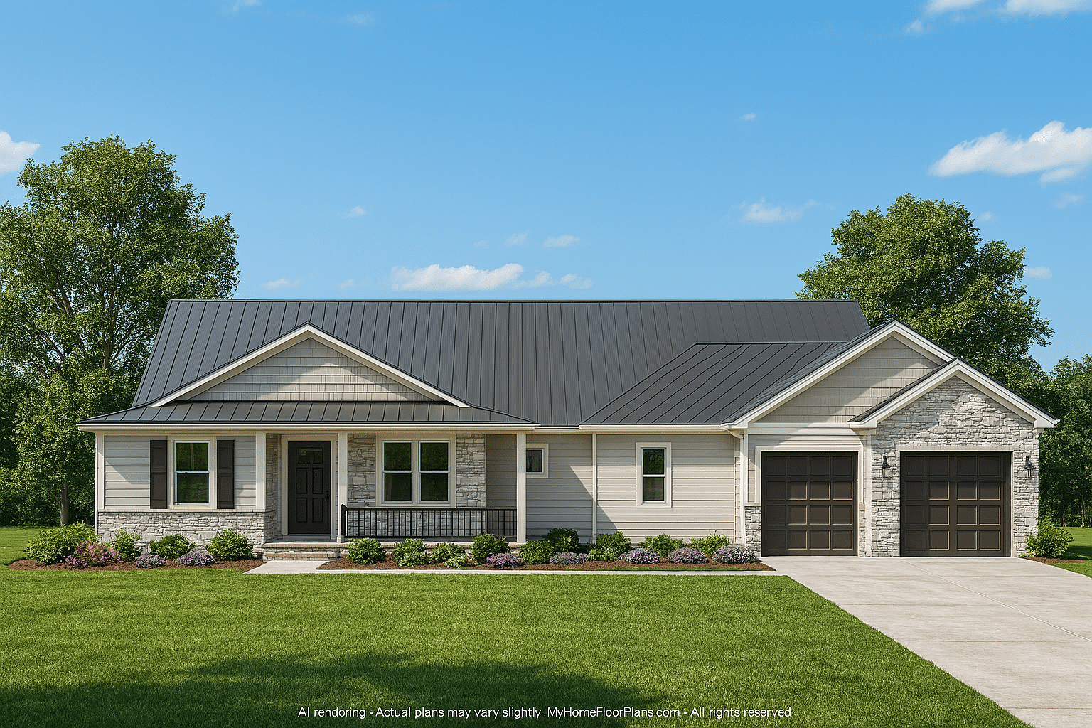 Spacious House Plan with Angled Garage and Modern Blueprint