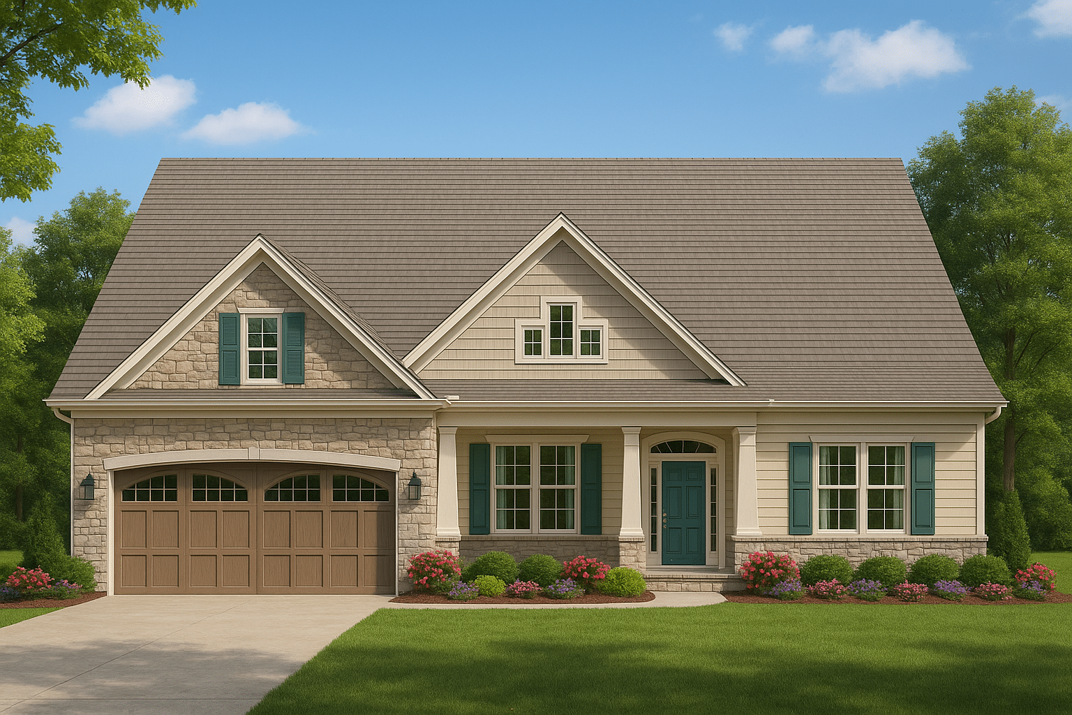 Spacious One-Story House Plan with CAD Blueprint & Craftsman Charm