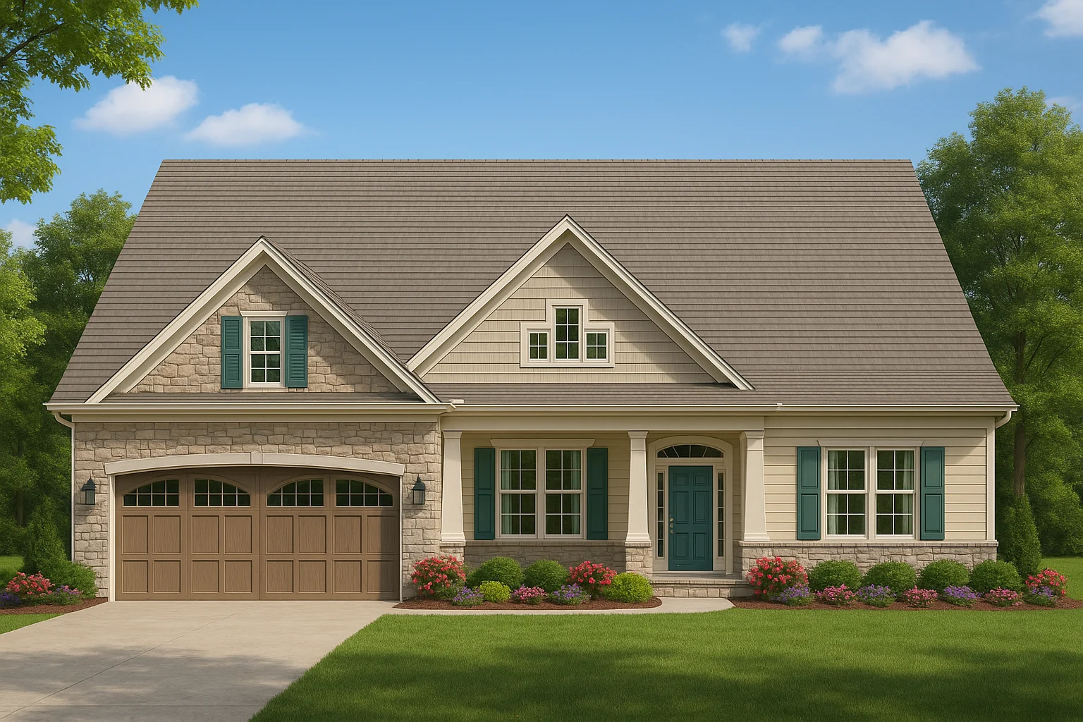 Spacious One-Story House Plan with CAD Blueprint & Craftsman Charm