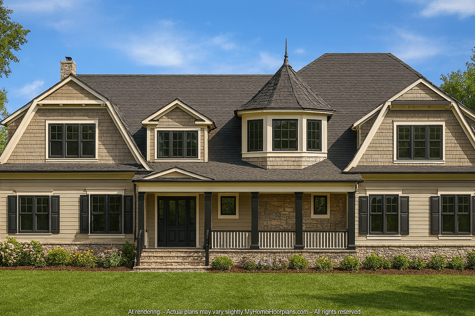 Spacious Shingle Style House Plan with Luxurious Layout & 6 Bedrooms