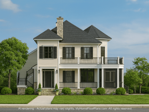Spacious Southern Home Plan with 2-Story Floor Designs