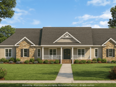 Stunning 1-Story House Plan with Open Layout, CAD Designs & Blueprint