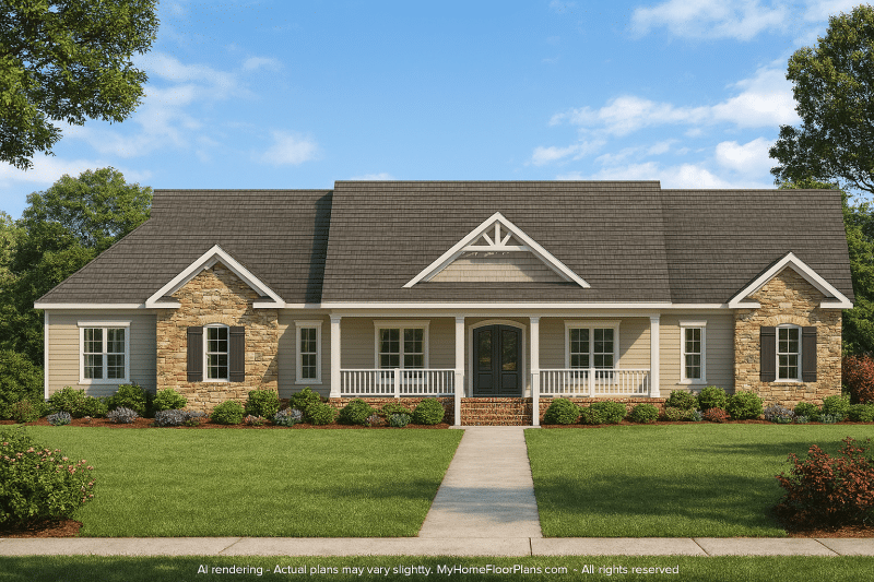 Stunning 1-Story House Plan with Open Layout, CAD Designs & Blueprint
