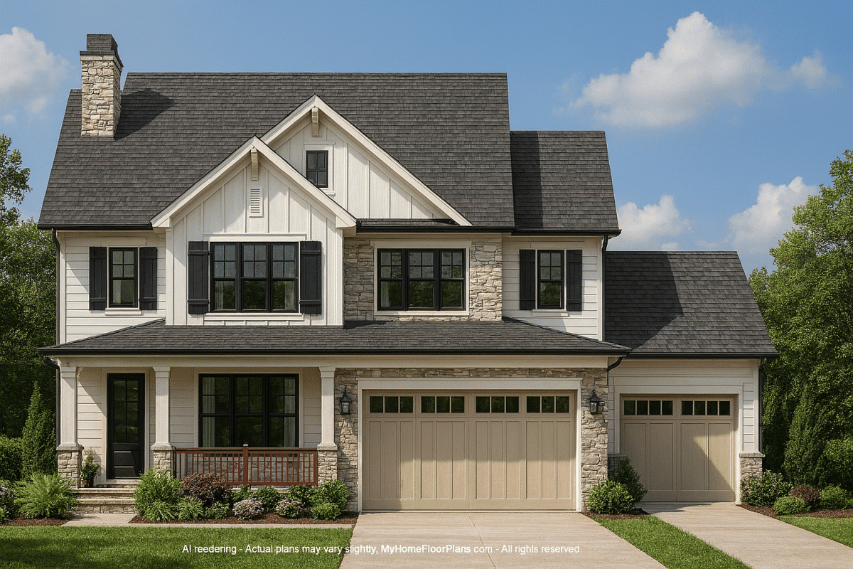 Stunning 1.5-Story House Plan with 4 Bedrooms and Detailed CAD Architecture