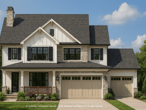 Stunning 1.5-Story House Plan with 4 Bedrooms and Detailed CAD Architecture
