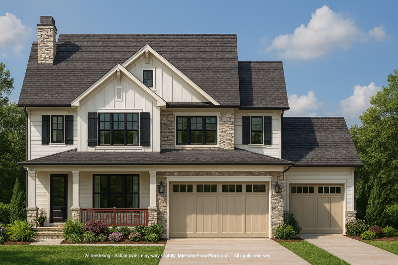 Stunning 1.5-Story House Plan with 4 Bedrooms and Detailed CAD Architecture