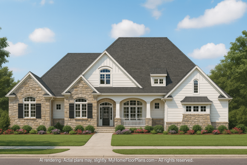 Stunning 2-Story Architectural House Plan with Vaulted Ceilings