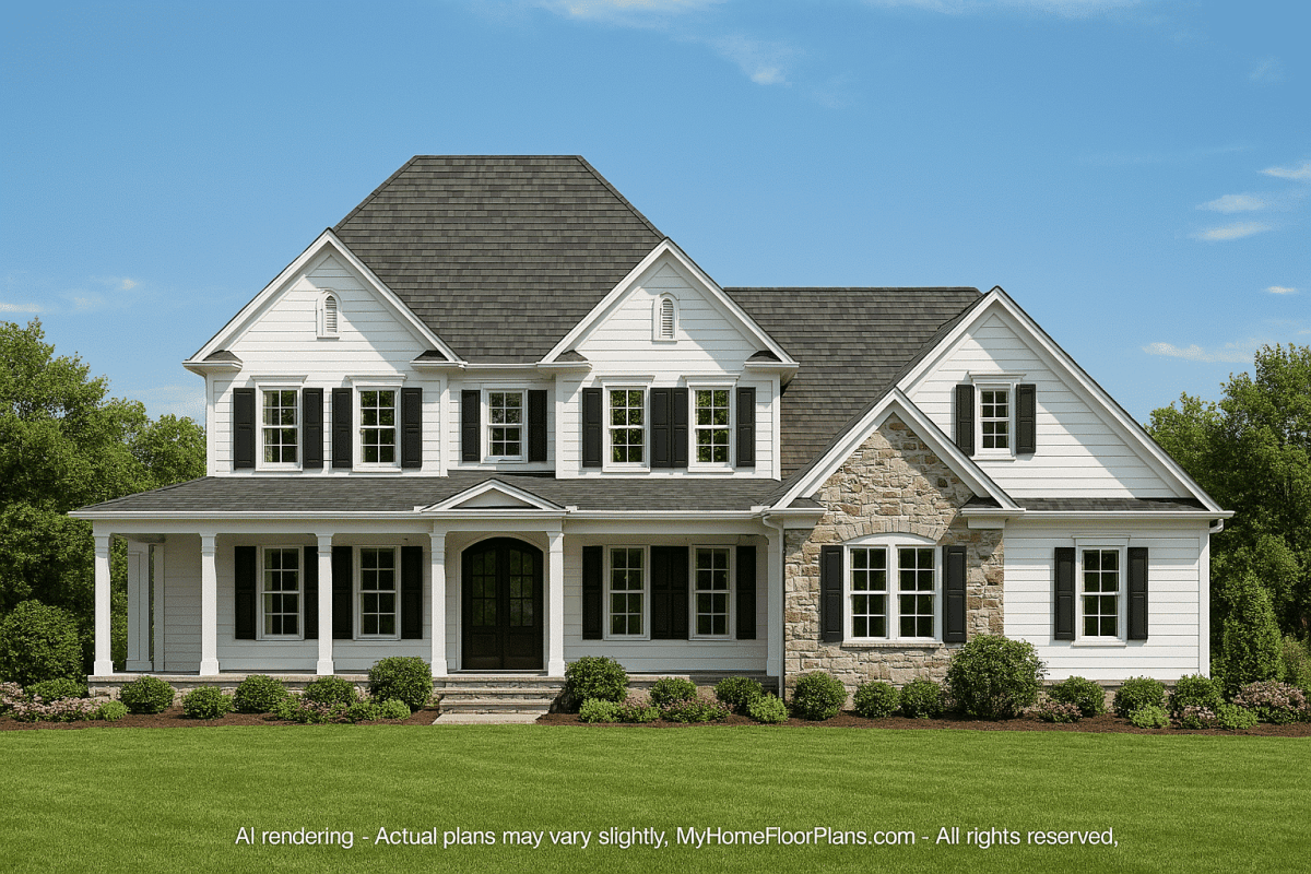 Stunning 2-Story Colonial House Plan with Classic Architecture