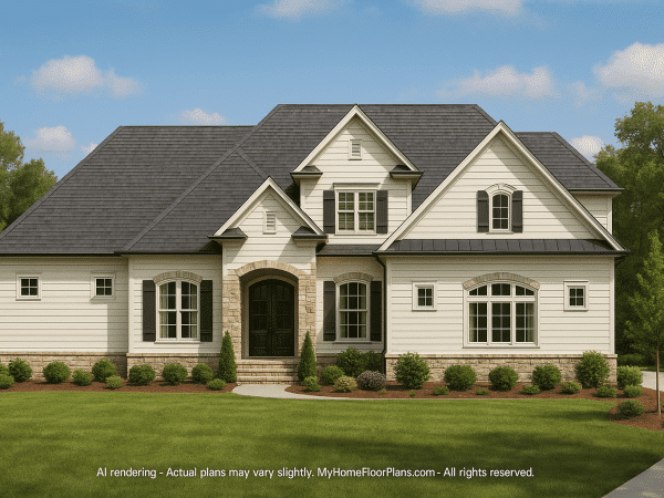 Stunning 2-Story House Plan with Vaulted Ceilings and CAD Blueprints