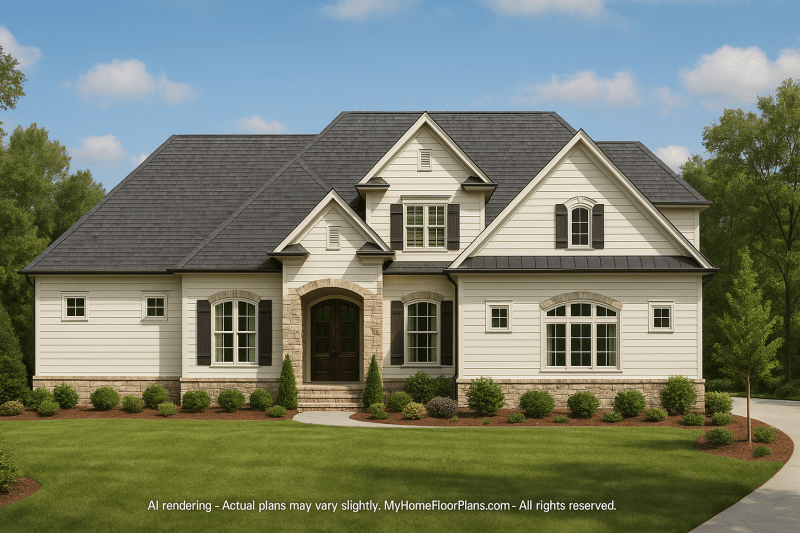 Stunning 2-Story House Plan with Vaulted Ceilings and CAD Blueprints