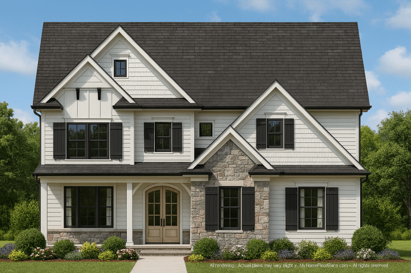 Stunning 2.5-Story Craftsman House Plan with 4 Bedrooms & Elegant Layout