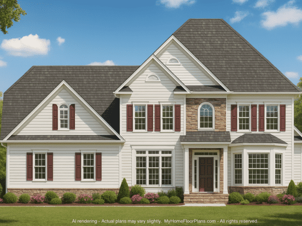 Stunning 3-Floor House Plan with Colonial Revival Architecture
