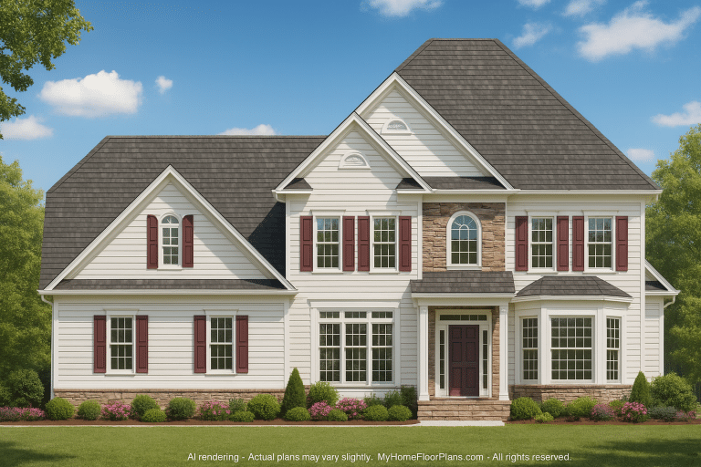 Stunning 3-Floor House Plan with Colonial Revival Architecture