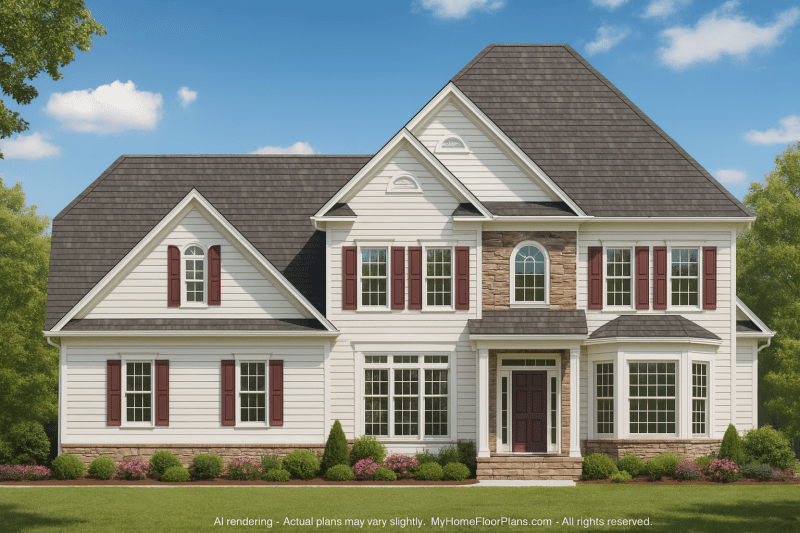 Stunning 3-Floor House Plan with Colonial Revival Architecture