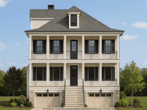 Stunning 3-Story Coastal House Plan with Wraparound Porch