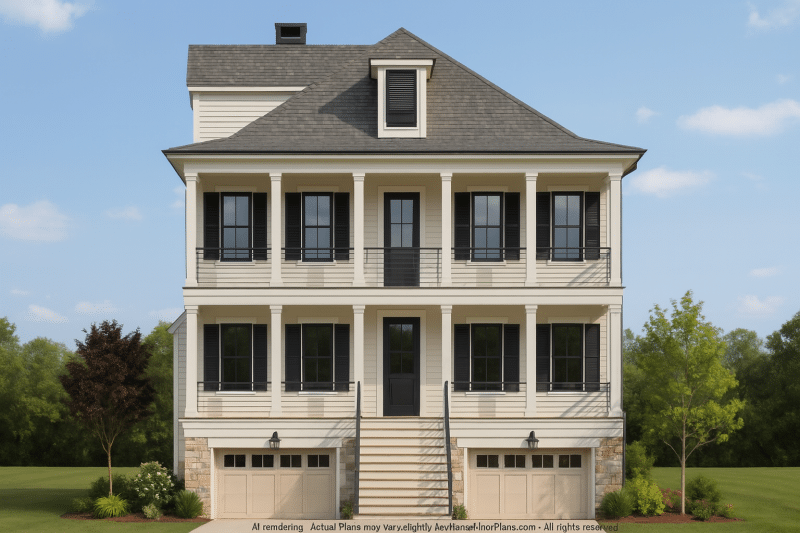 Stunning 3-Story Coastal House Plan with Wraparound Porch