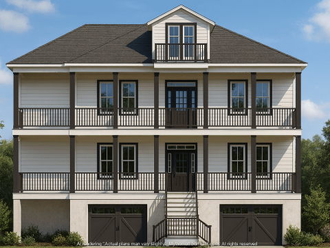 Stunning 3-Story House Plan with Elevator, Screened Porch & Coastal Charm