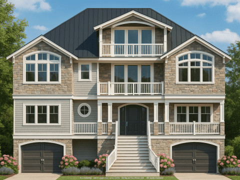 Stunning 4-Story Coastal House Plan with Elevator and 4 Bedrooms