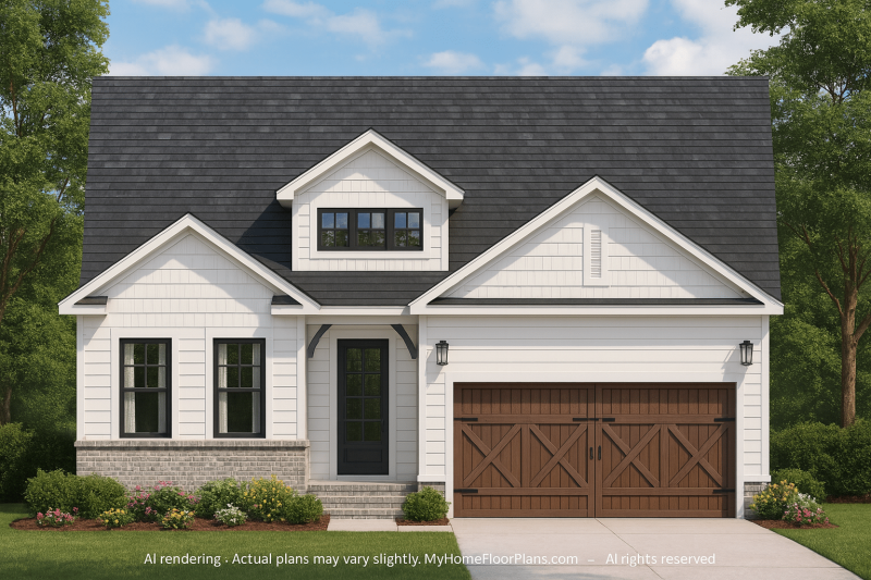 Stunning Craftsman Floor Plan With 2-Car Garage and CAD Design