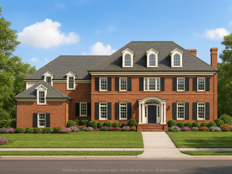 Stunning Georgian House Plan with 4 Beds, 7 Baths, and 3 Stories