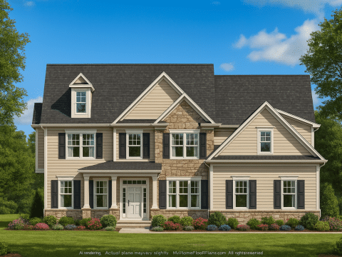 Stunning New American House Plan with Spacious Layout & 2.5 Stories