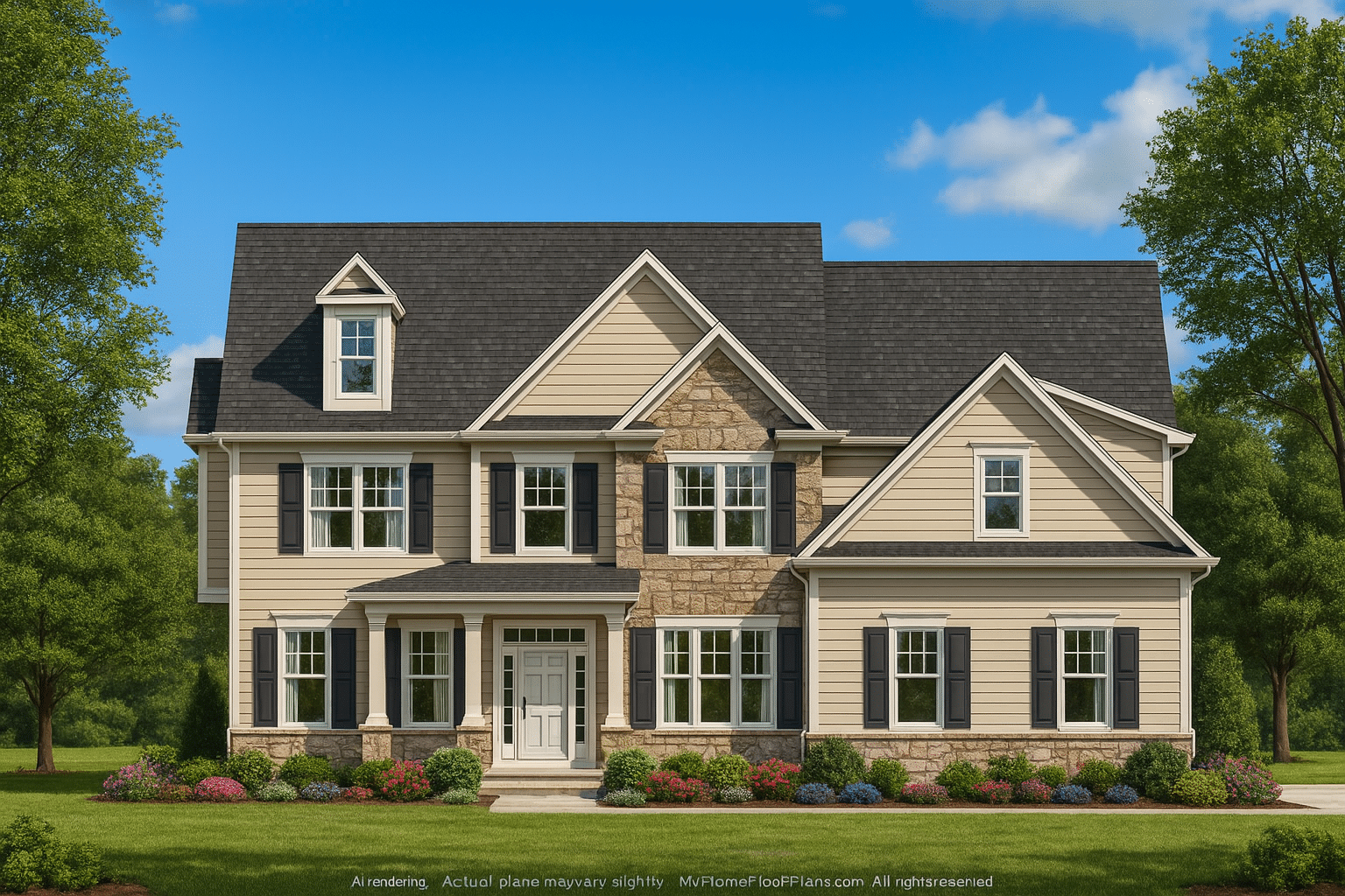 Stunning New American House Plan with Spacious Layout & 2.5 Stories