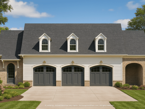Stunning Traditional 2-Story House Plan with Vaulted Ceilings & Brick Exterior