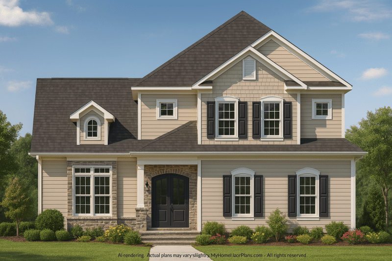 Stylish 2-Story House Plan with 3 Bedrooms, Bonus Room & Vaulted Ceilings