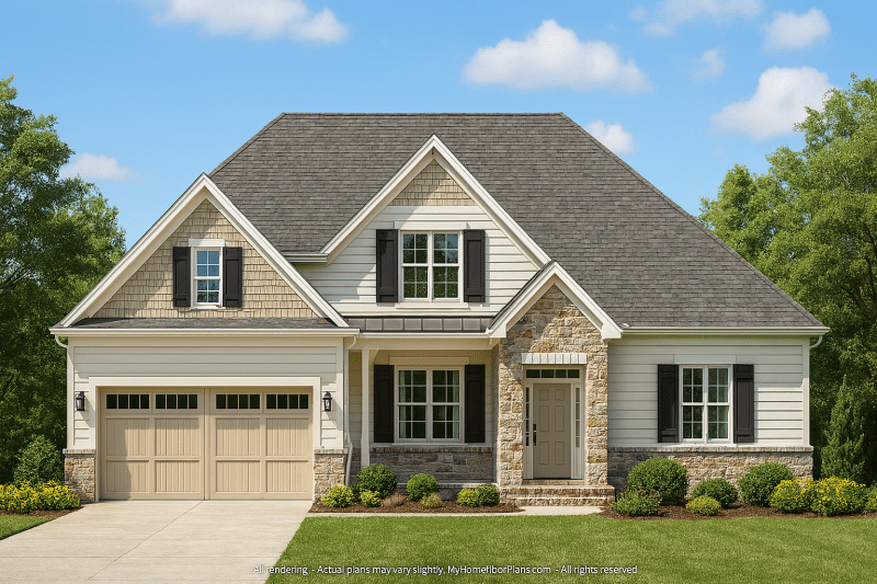 Stylish 2-Story House Plan with Open Floor Plan and Study